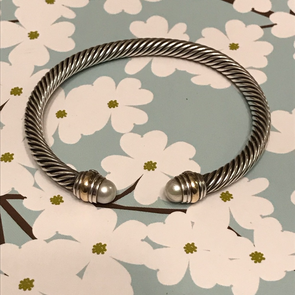 David Yurman cable bracelet with pearl